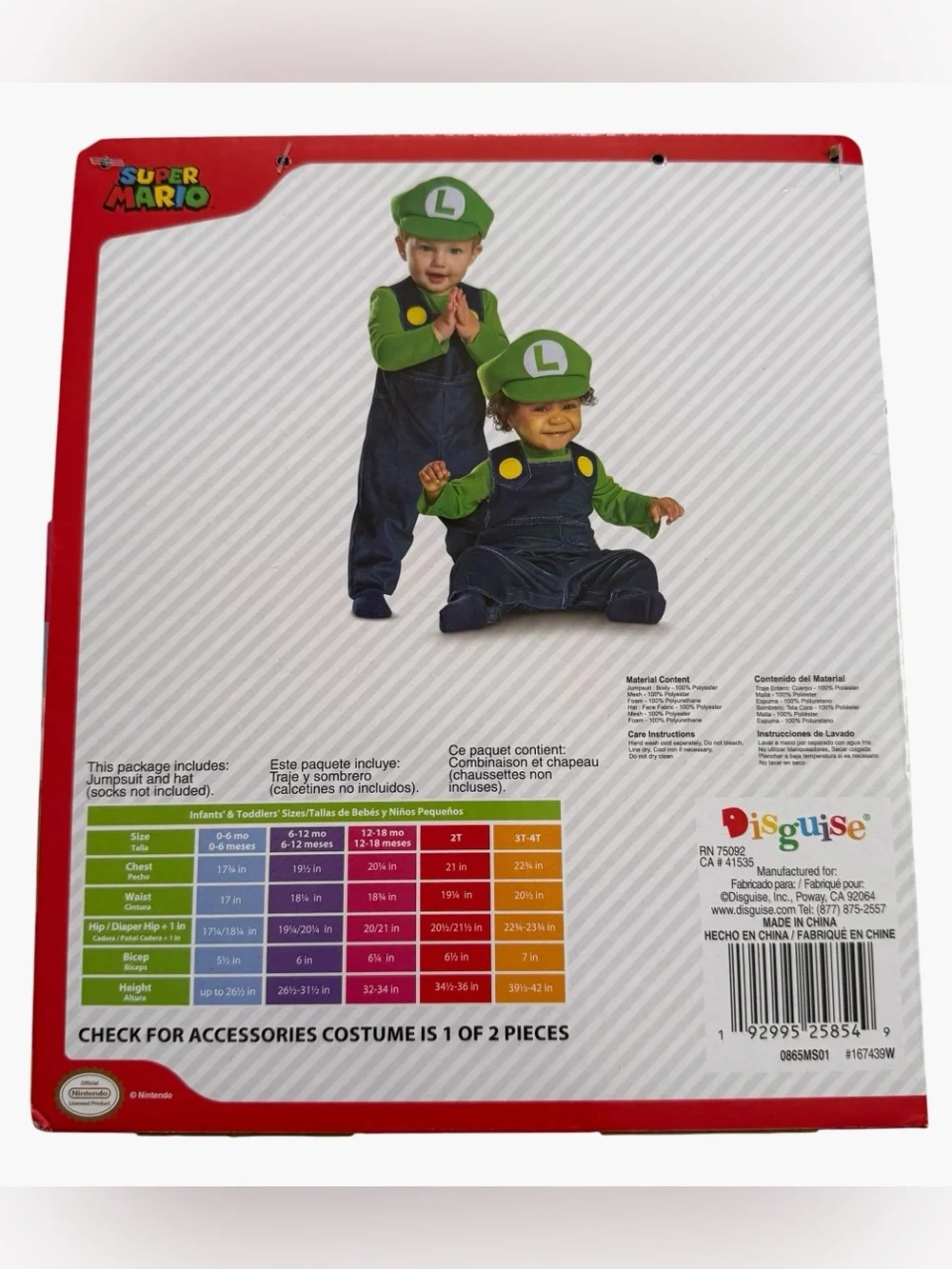 NEW! Baby Posh Super Mario Bros. Luigi Jumpsuit & Hat Costume Size 12-18 Months
